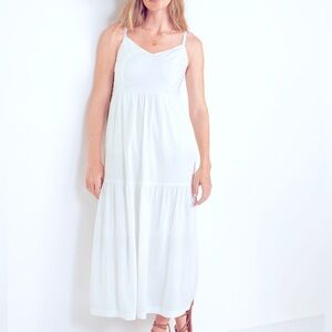 Old Navy 100% Cotton white maxi dress CAMI style lined w/adjustable straps LARGE